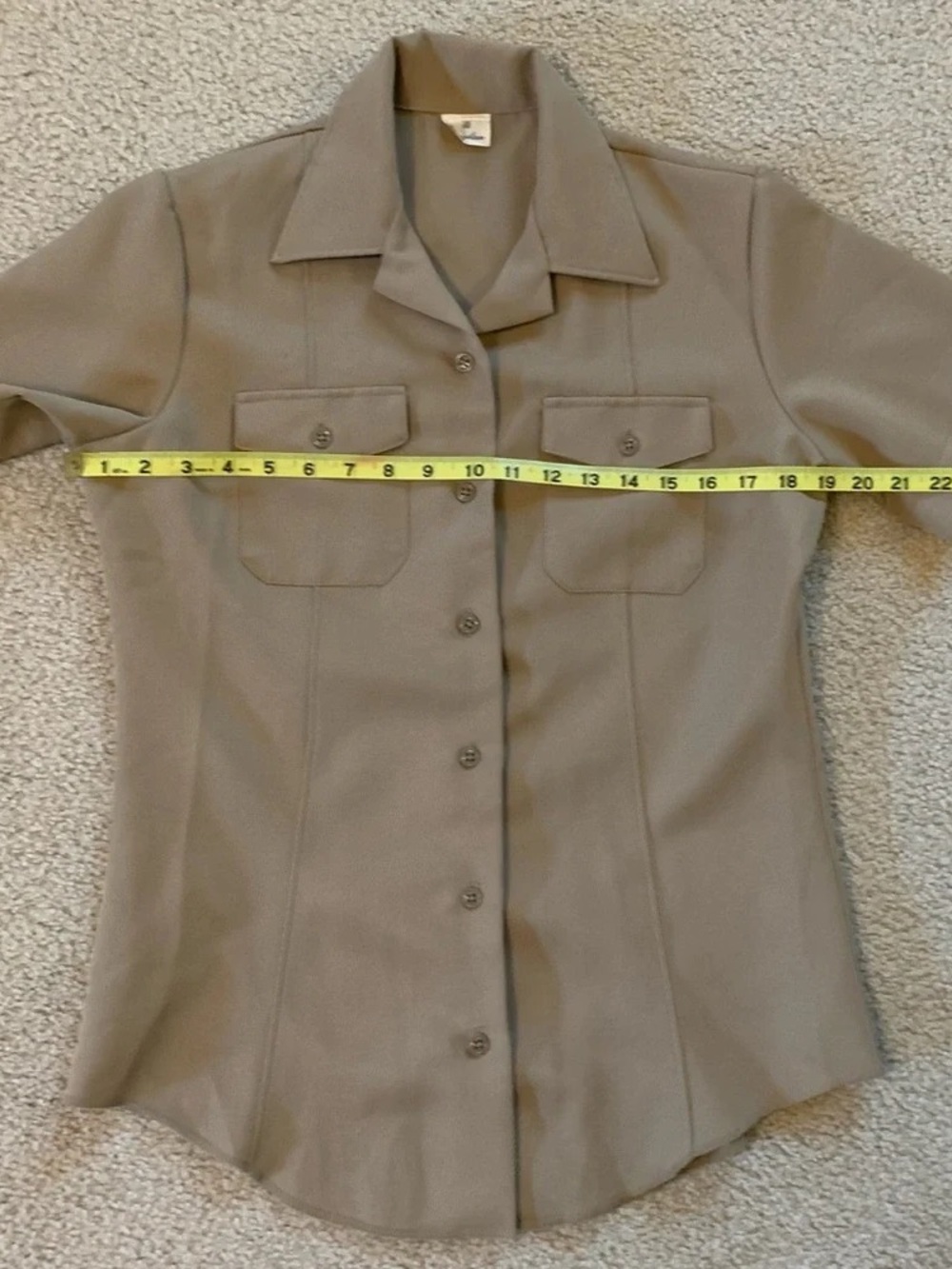 Taupe Short-Sleeve Button Front Women's Shirt